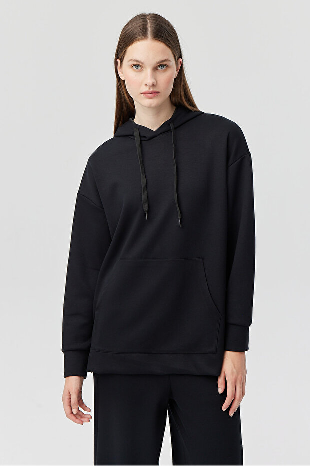 Kadın Kapüşonlu Basic Sweat Üst - 5