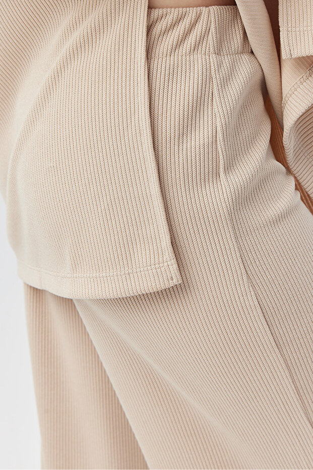 Kadın Beli Lastikli Örme Pantolon - 6