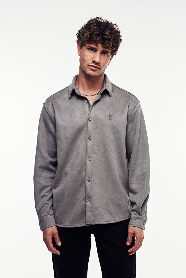 Relaxed Fit Suede Shirt