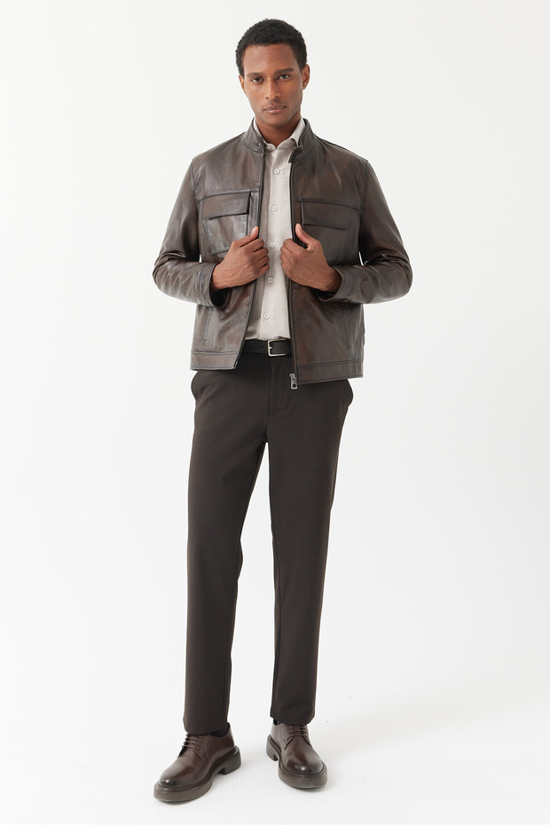 Erkek Regular Deri Mont - 6