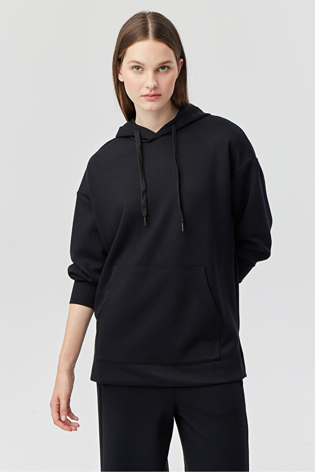 Kadın Kapüşonlu Basic Sweat Üst - 1
