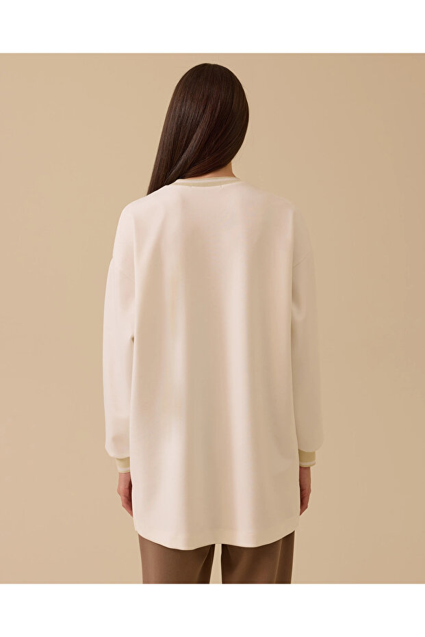 Baskılı Taş Detaylı Sweatshirt - 4