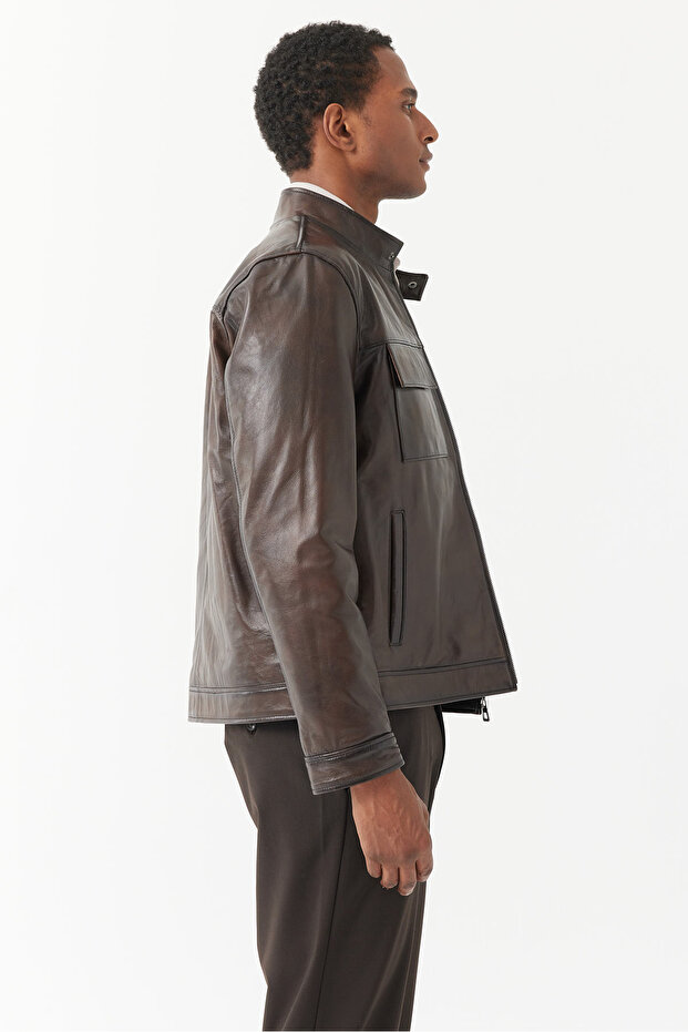 Erkek Regular Deri Mont - 5