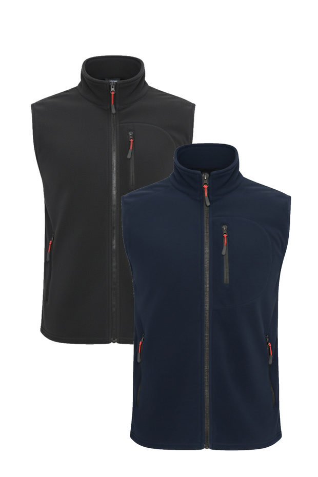 Men's Vest Sleeveless 3 Pockets Men's Fleece Casual Standard Comfortable Zippered Fleece Vest Men