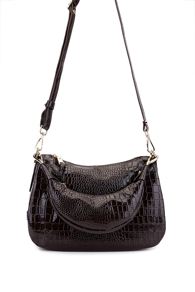 Women's Faux Leather Brown Shoulder Bag