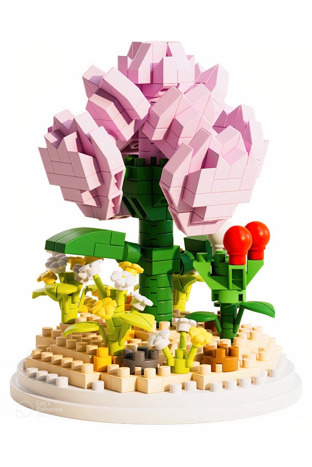 Pink Rose – Micro Building Bricks Set (10x7 cm)