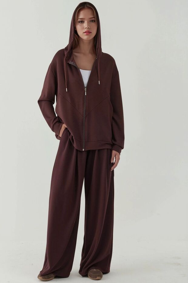 Modal Touch Fermuarlı Kapşonlu Sweatshirt - 4