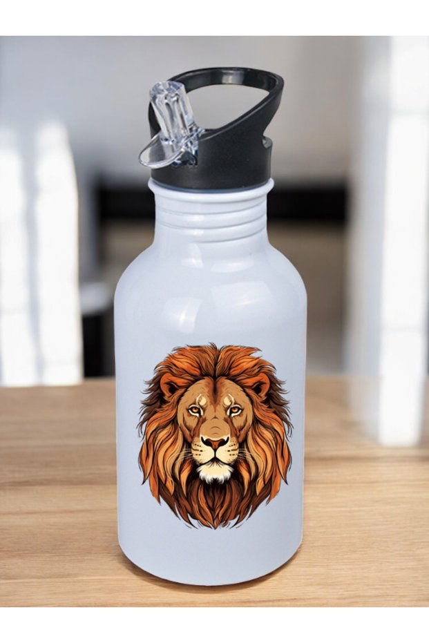 Lion Theme Water Bottle - Water Bottle for Adults, Adult Water Bottle, Adult Flask