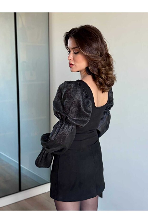 Düğmeli Elastik Bluz - 4