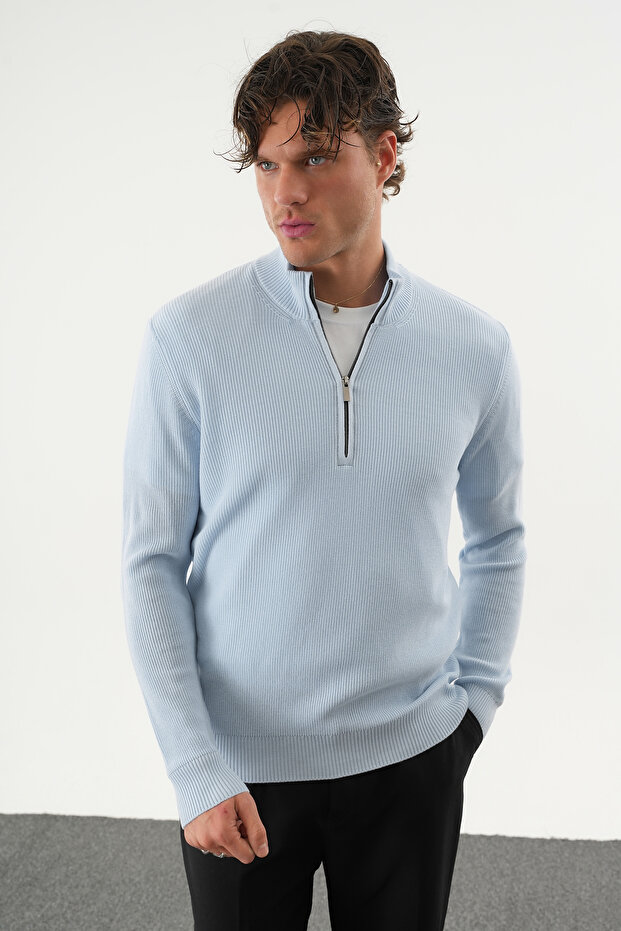 سترة تريكو أساسية للرجال بقصة عادية ونصف سحاب - 2