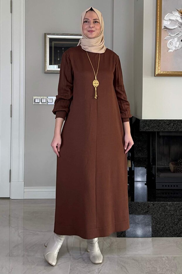 Φόρεμα Ecem Triko καφέ - 3