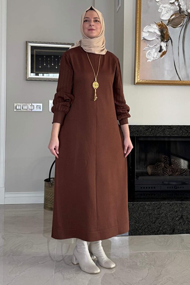 Φόρεμα Ecem Triko καφέ - 6