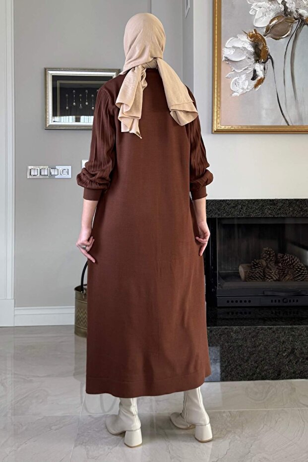 Φόρεμα Ecem Triko καφέ - 7