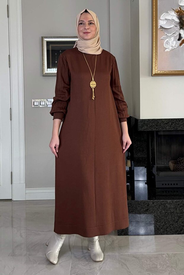 Φόρεμα Ecem Triko καφέ - 4