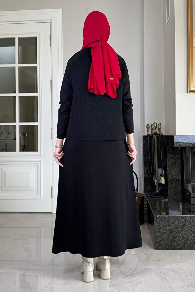 Melis Çelik Örme Triko Takım Siyah - 4