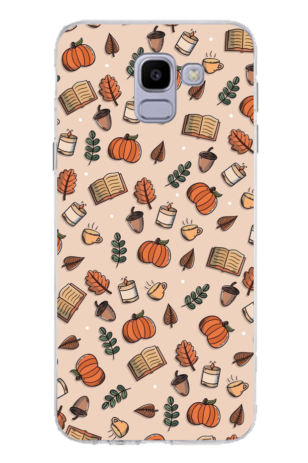 حافظة سيليكون متوافقة مع هاتف سامسونج جالاكسي J6 على شكل اليقطين الخريفي مطبوع - 1