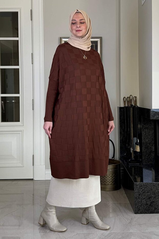 Arzu Triko Tunik Kahve - 6