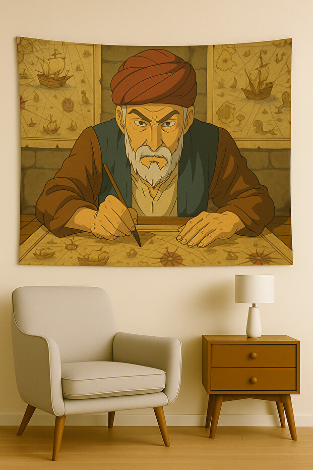 Piri Reis Themed Wall Covering Home Decoration Wall Tapestry Tapestry