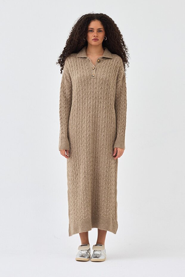 Lalezar Triko Elbise Vizon - 6