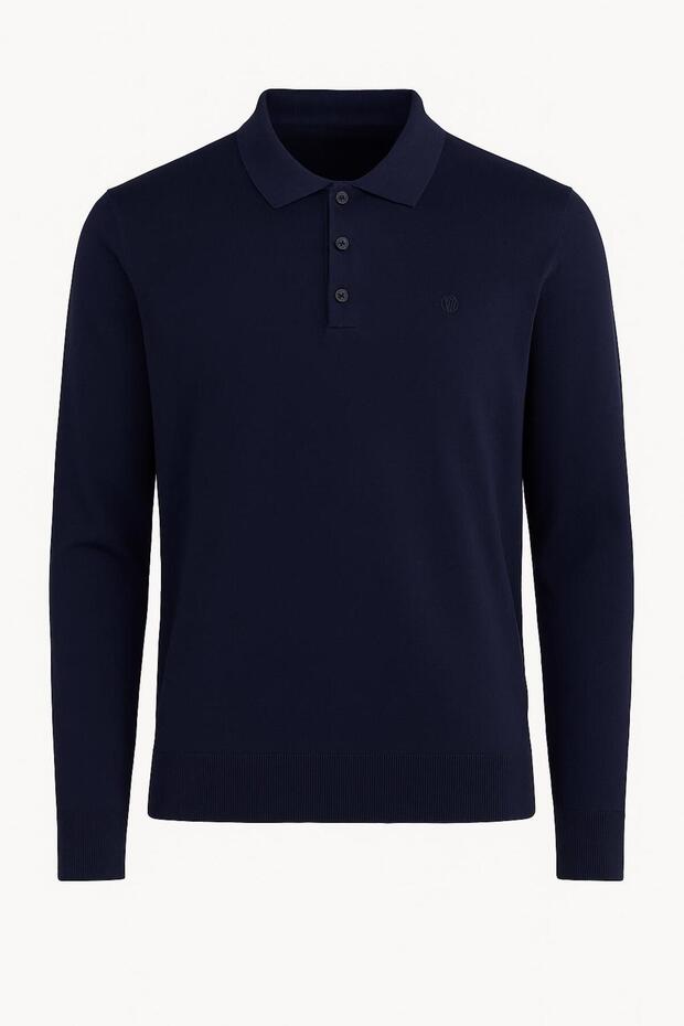 Regular Polo Neck Buttoned Men's Knitwear - 7422