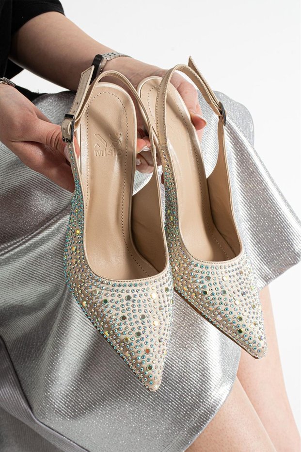 Stone Satin Women's Evening Dress Shoes