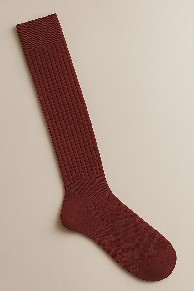 2 Çift Basic Lastikli Kalın Pamuk Karışımlı Diz Üstü Çorap - 8