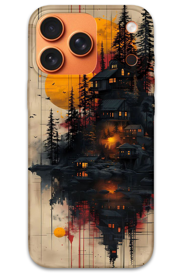 iPhone 17 Pro Max Case Hd Pattern Printed Back Cover - Wooden Houses