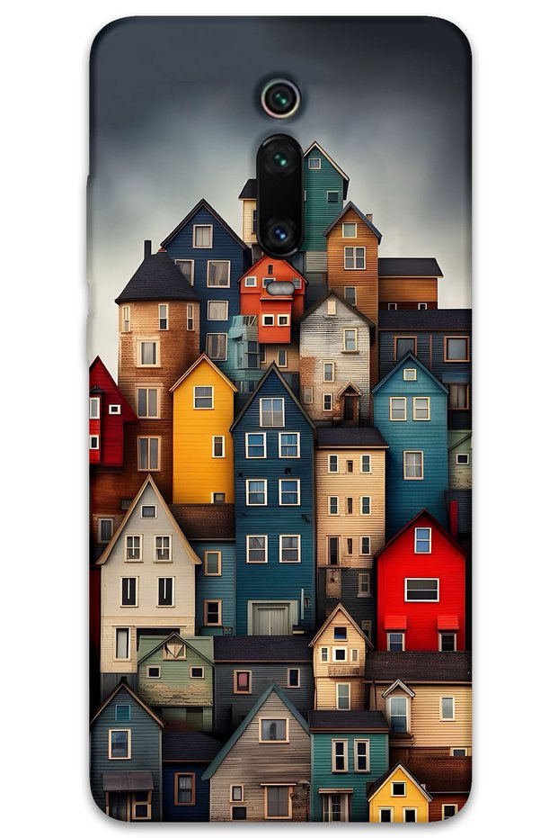 Xiaomi Mi 9t Case Hd Pattern Printed Back Cover - Colorful Houses