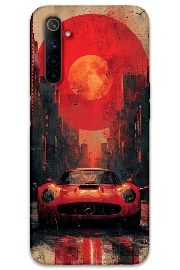Realme 6 Case Hd Pattern Printed Back Cover - Red Mercedes