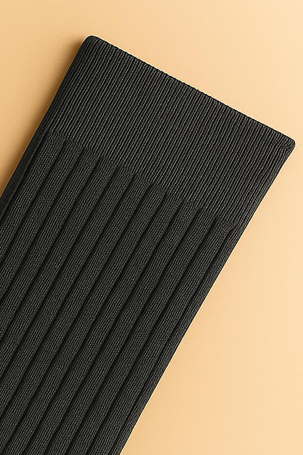 2 Çift Basic Lastikli Kalın Pamuk Karışımlı Diz Üstü Çorap - 8