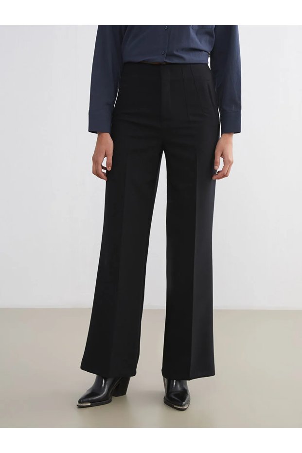 LCW Vision Black Narrow Fit Wide Leg Women's Trousers