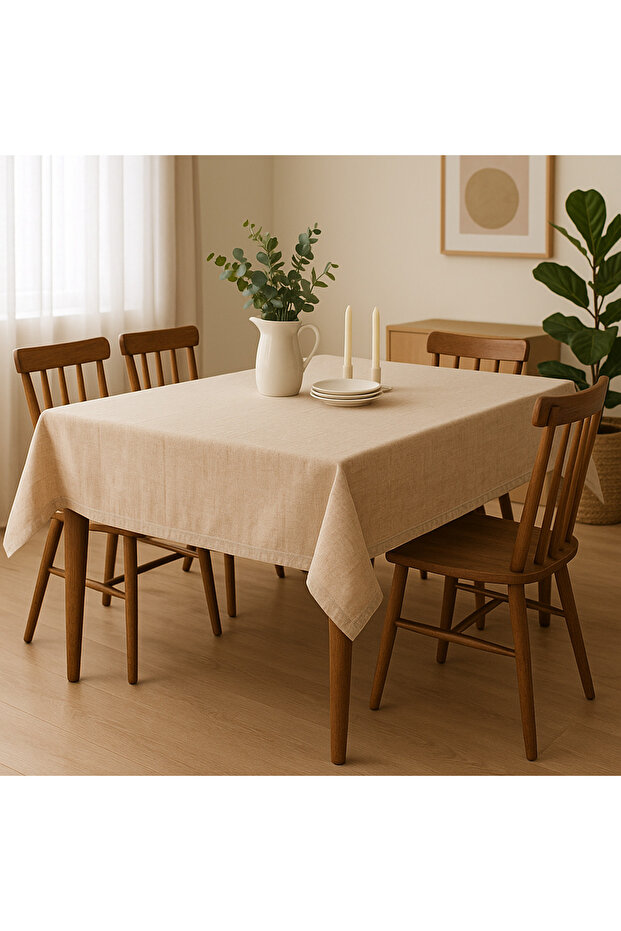Natural Raw Fabric Cotton Tablecloth Washable and Rustic Table Cover
