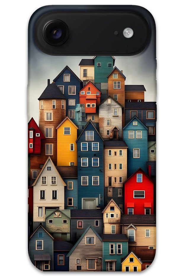 iPhone 17 Air Case Hd Pattern Printed Back Cover - Colorful Houses