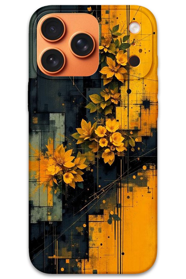 غطاء خلفي لهاتف iPhone 17 Pro Max بنمط HD مطبوع - زهور صفراء