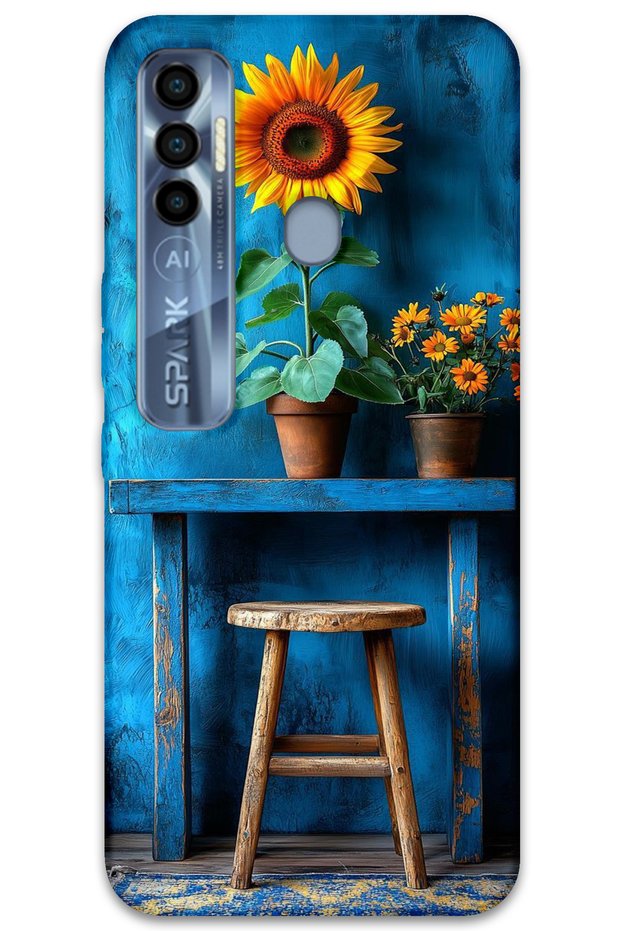 Tecno Spark 7 Pro Case Hd Pattern Printed Back Cover - Art Stool Flower