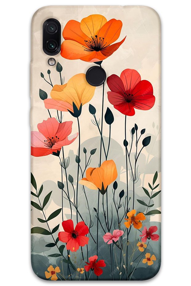 Xiaomi Redmi Note 7 Case Hd Pattern Printed Back Cover - Tulip