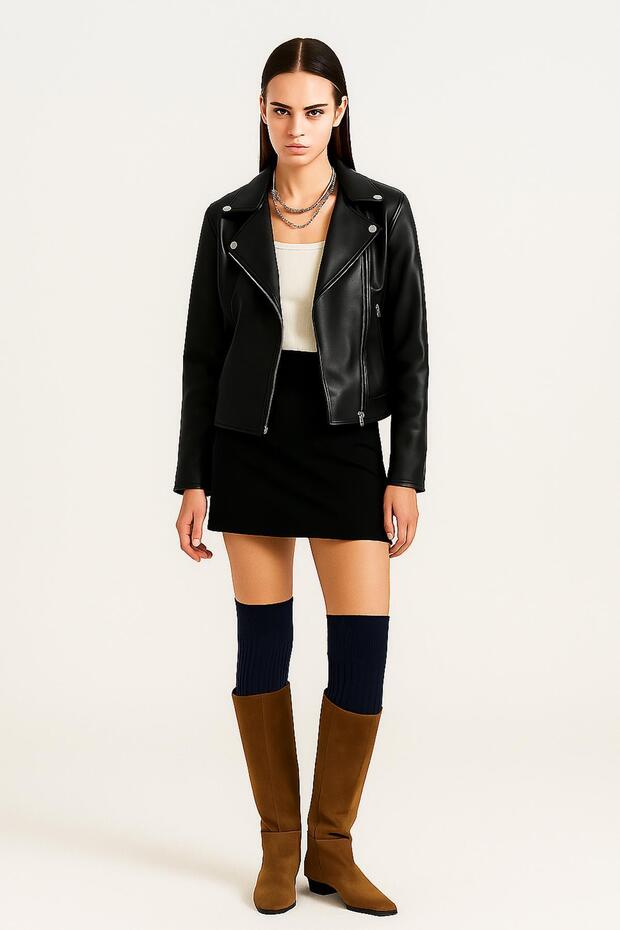 2 Çift Basic Lastikli Kalın Pamuk Karışımlı Diz Üstü Çorap - 3