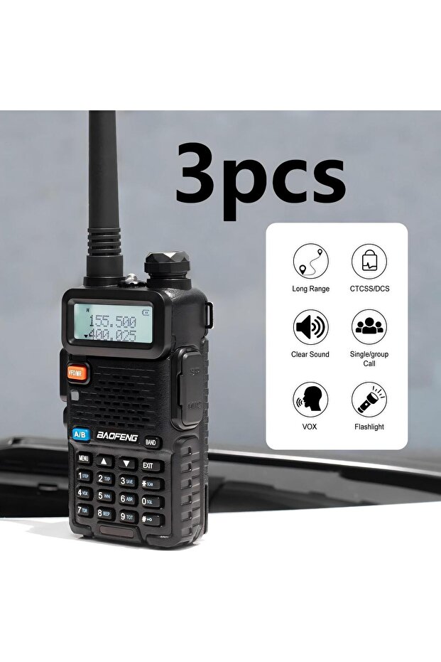 3 قطع من أجهزة الاتصال اللاسلكية UV-5R، أجهزة راديو ثنائية الاتجاه، نطاق مزدوج، جهاز إرسال واستقبال محمول، إضاءة LED