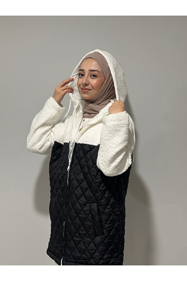 cu glugă Jumătate de pluș geacă matlasată - 2