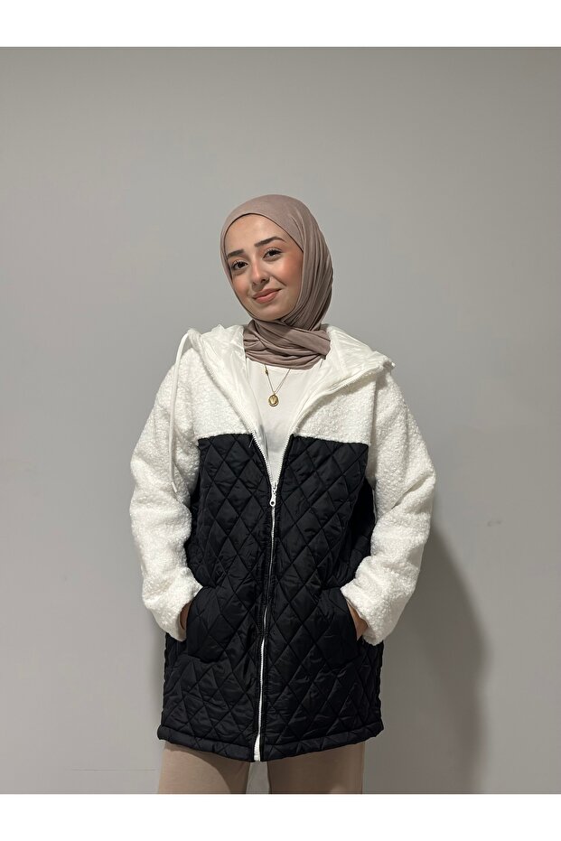 cu glugă Jumătate de pluș geacă matlasată - 3