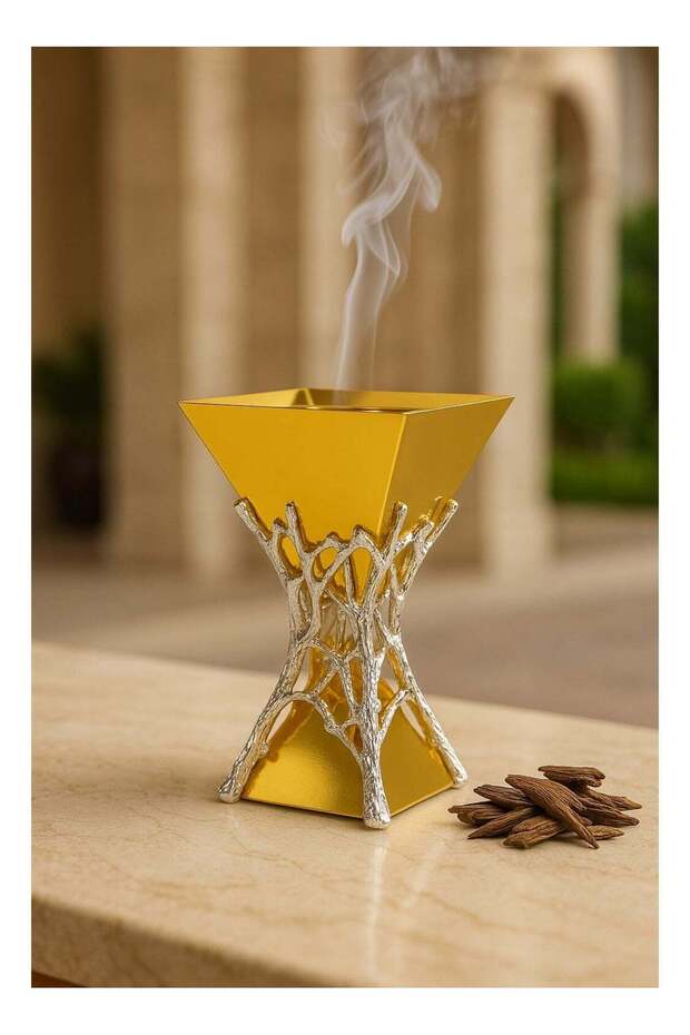 Luxury Gold & Silver Bakhoor Burner - Premium Arabic Incense Holder 20cm