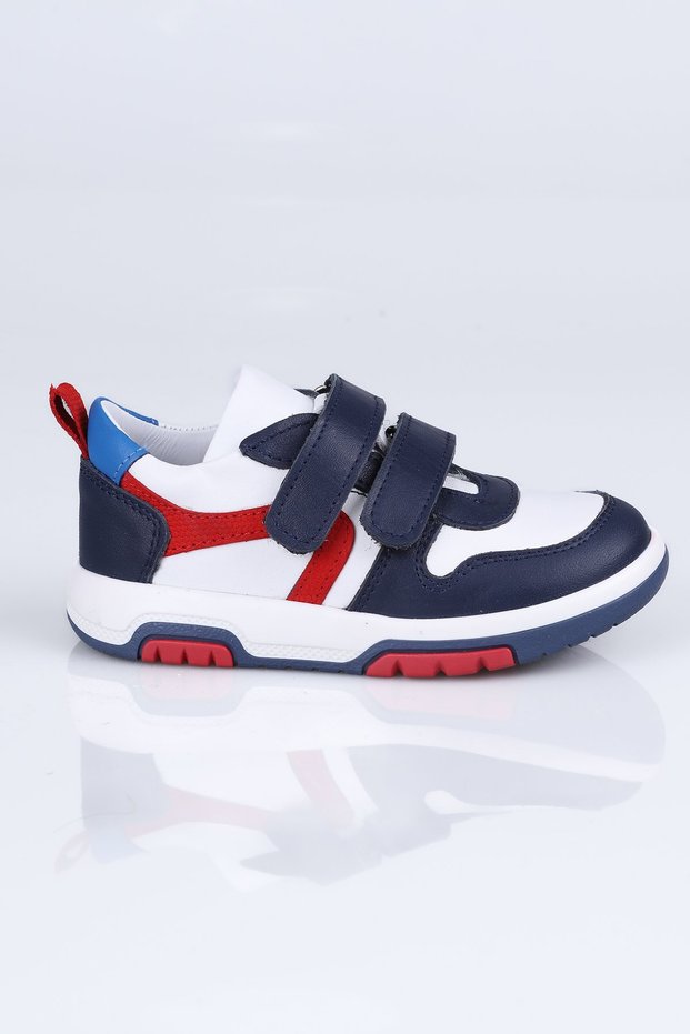 5001 Genuine Leather Sports Shoes B.-Dark Blue-Red - 22