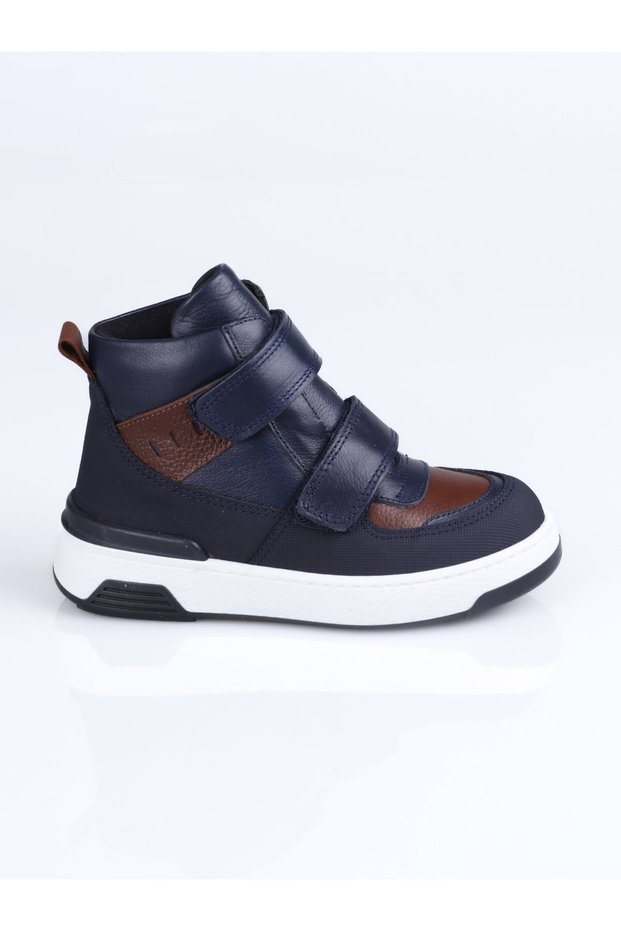 2710 Genuine Leather Boots P.-Navy Blue-Brown - 27