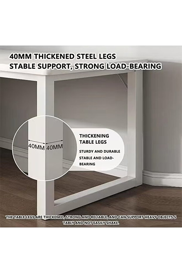 Compact Modern Computer Desk with Storage Shelf and Sturdy With Density Board White - 5