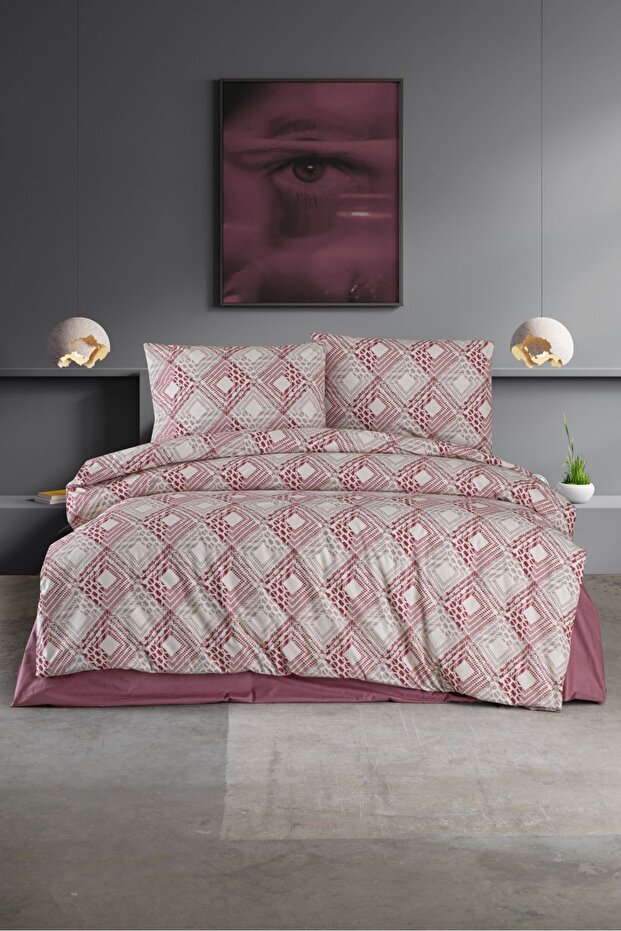Turquoise Single 100% Cotton Bedding Set Geometric Pattern-Duvet Cover-Bed Sheet-Pillowcase
