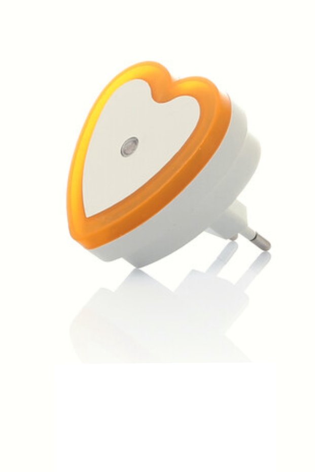 Orange Light Heart Type Automatic Night Light and Daytime Flashing Light Sensor Led Night Lamp