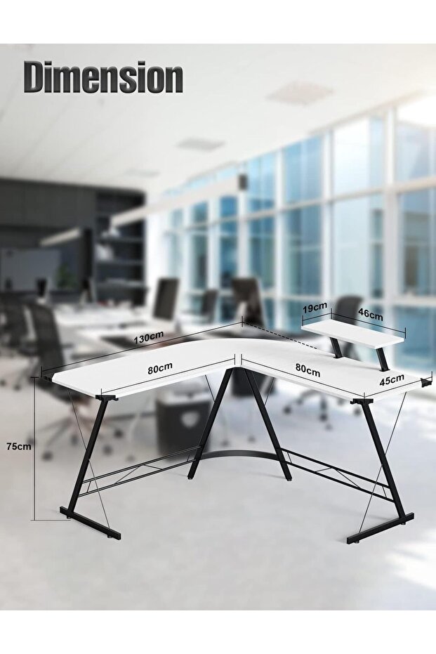 L-shaped Desk Computer Table 51" inch Gaming Table, Computer Corner Table with Large Monitor Stand - 6