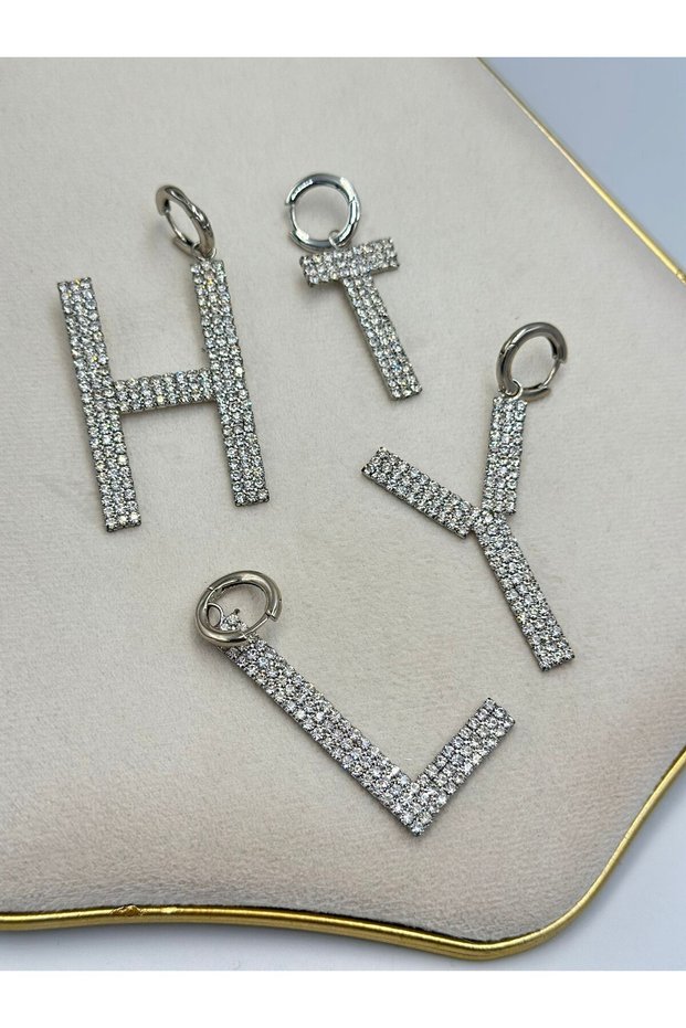 Full Zircon Stone Detail Letter Earring Y
