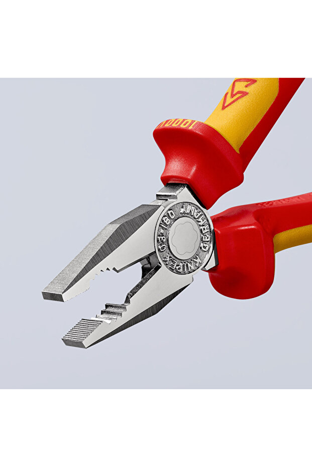 Combination pliers with multi-component grips, insulated according to VDE, chrome plated, 180 mm - 8