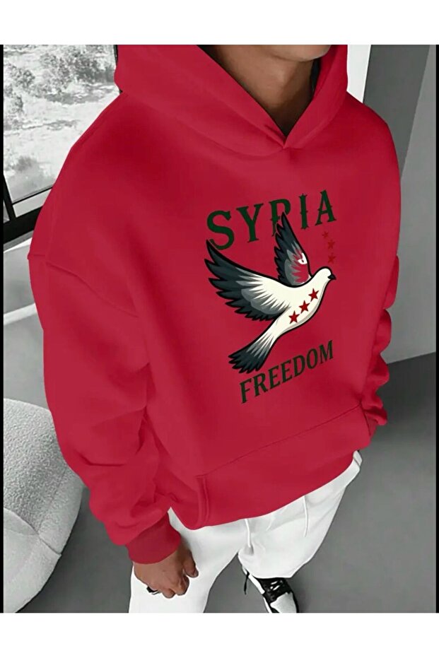 Syria Freedom Dove Printed Hooded Hoodie
